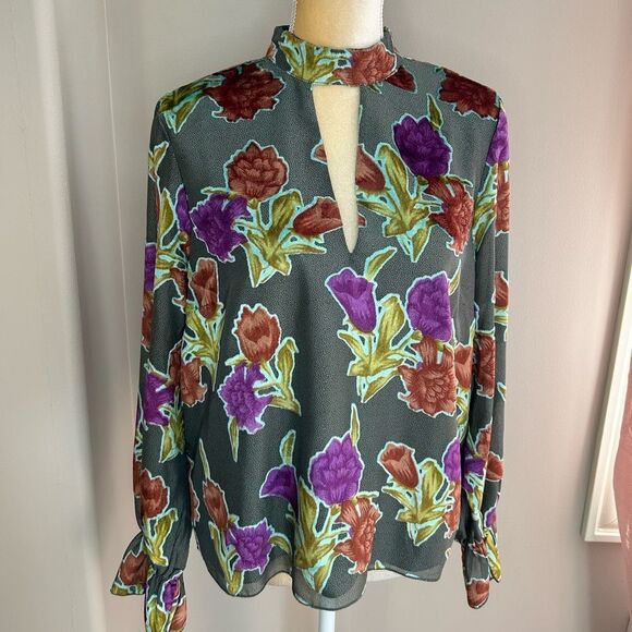 EUC Saylor Velvet Floral Blouse (size Large) - Picture 2 of 9